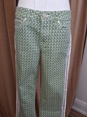Tory Burch Green/Blue Mia Boot Floral Pant Size 28